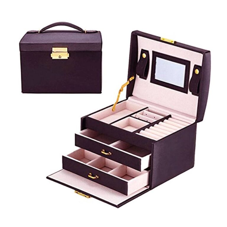 Joyero Mini Cofre 3 Niveles Con Espejo Organizador De Mesa – Mercado clicks